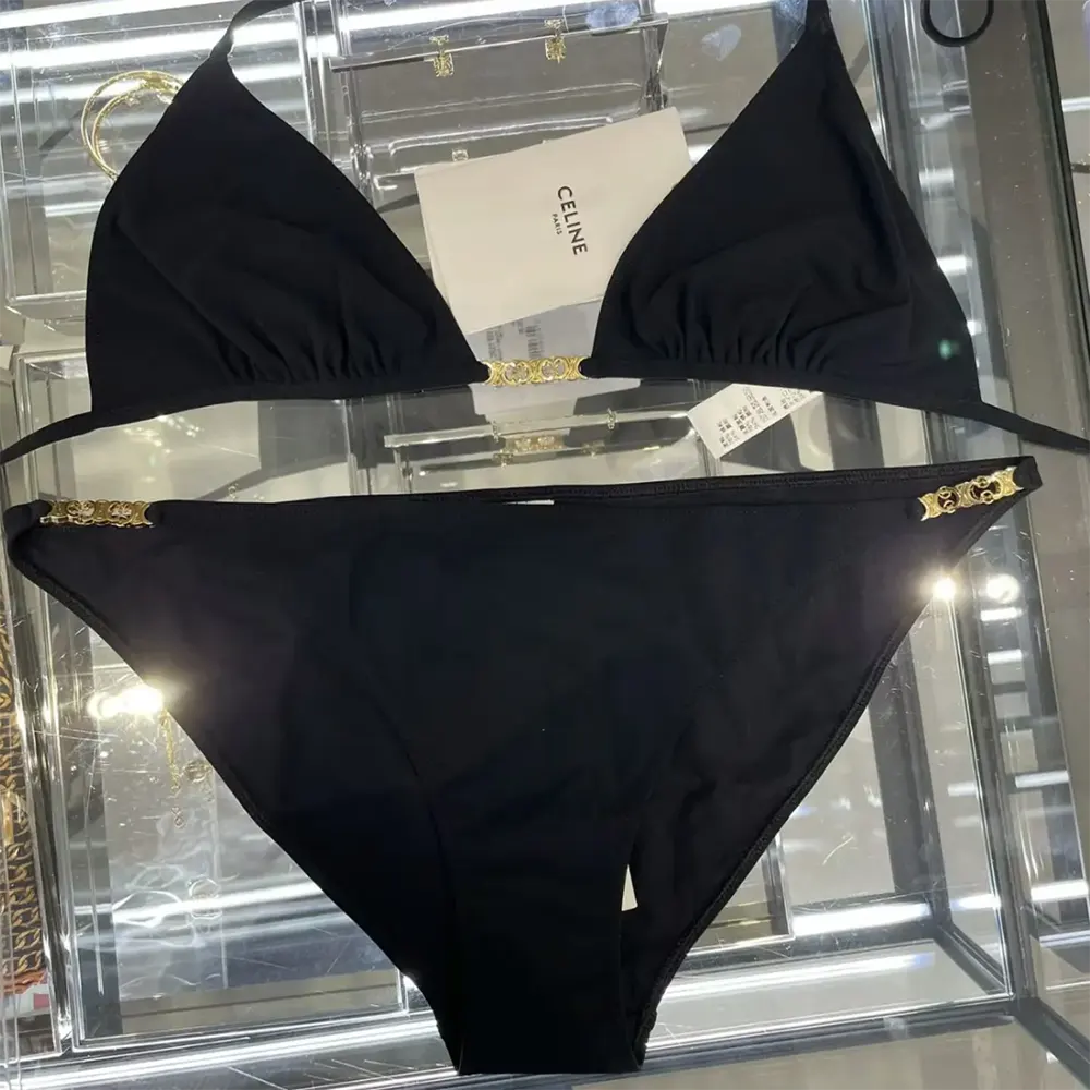 Celine Women Triomphe Triangle Top / Swimsuit Bottom in Matte Jersey 2X24M152C.38NO - image 4