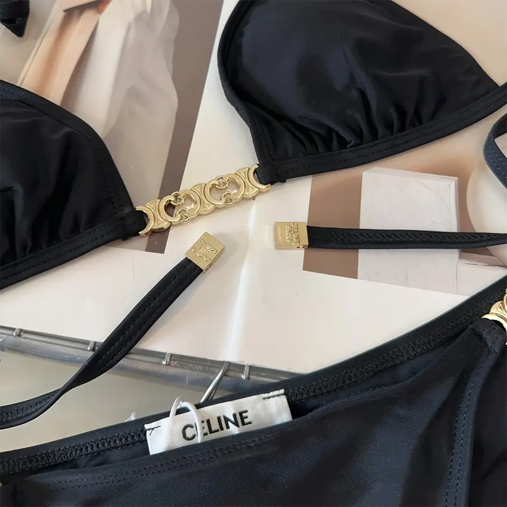 Celine Women Triomphe Triangle Top / Swimsuit Bottom in Matte Jersey 2X24M152C.38NO - image 6