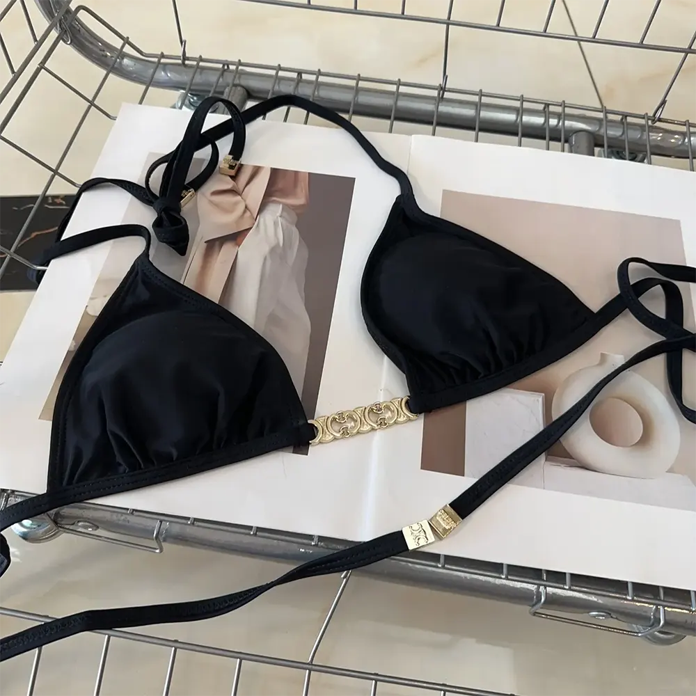 Celine Women Triomphe Triangle Top / Swimsuit Bottom in Matte Jersey 2X24M152C.38NO - image 5