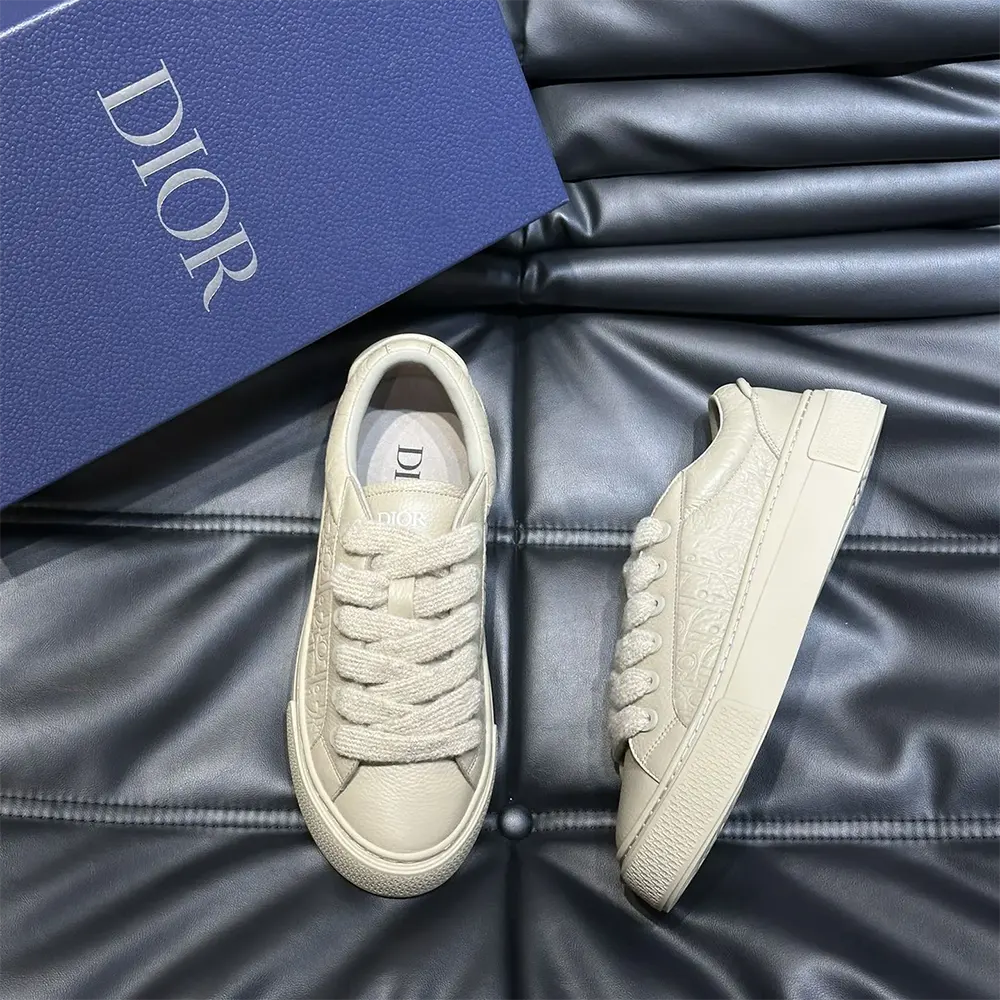 Dior Men B33 Sneaker Beige Grained Calfskin and Beige Dior Gravity Leather - image 5