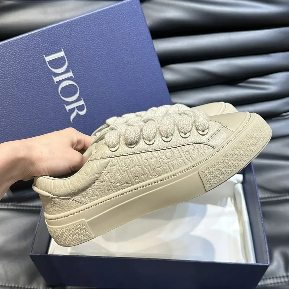 Dior Men B33 Sneaker Beige Grained Calfskin and Beige Dior Gravity Leather - image 7