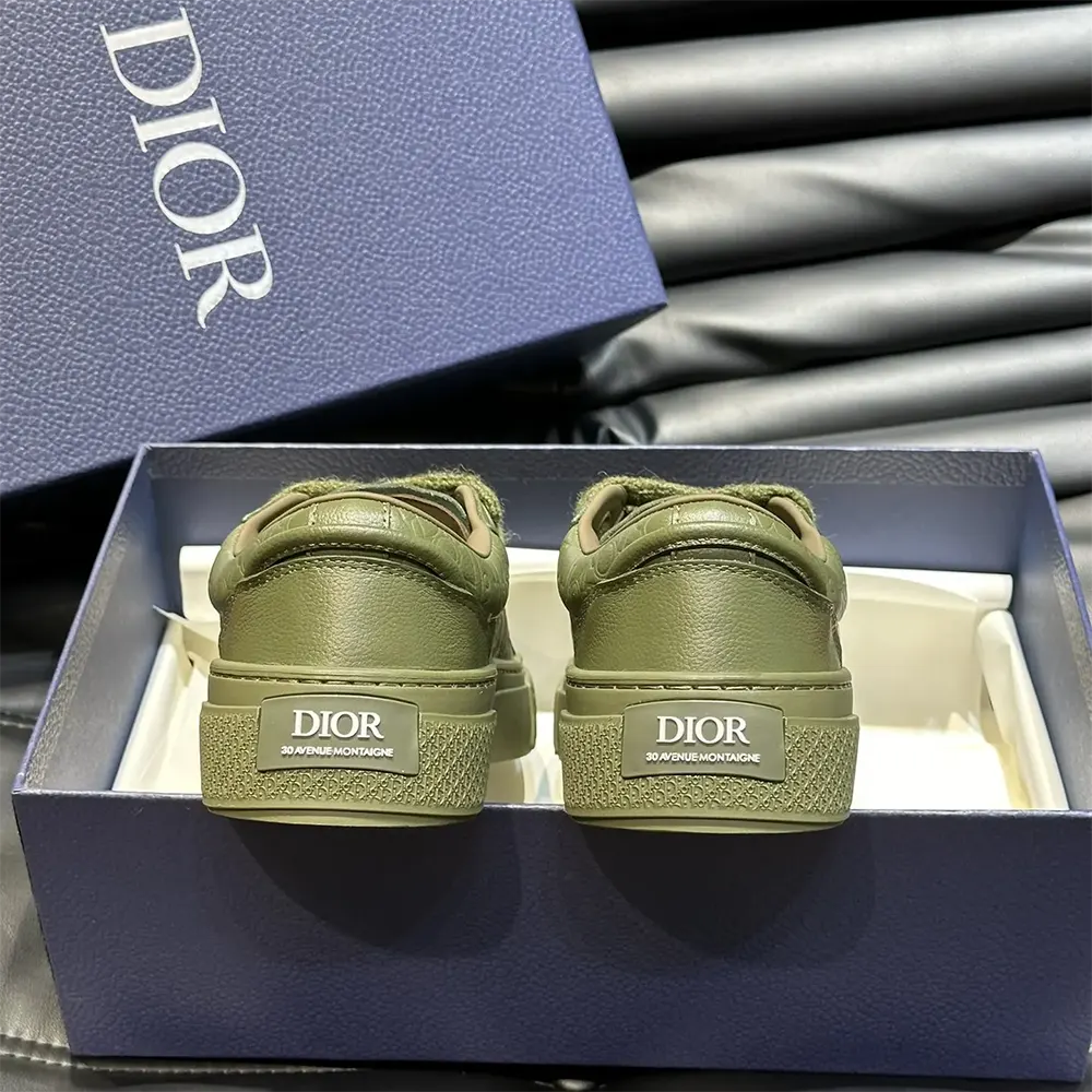 Dior Men B33 Sneaker Khaki Grained Calfskin and Khaki Dior Gravity Leather - image 8