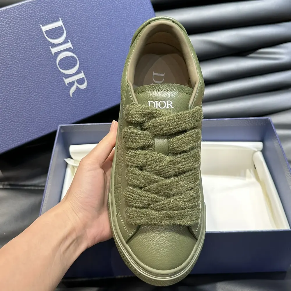 Dior Men B33 Sneaker Khaki Grained Calfskin and Khaki Dior Gravity Leather - image 4