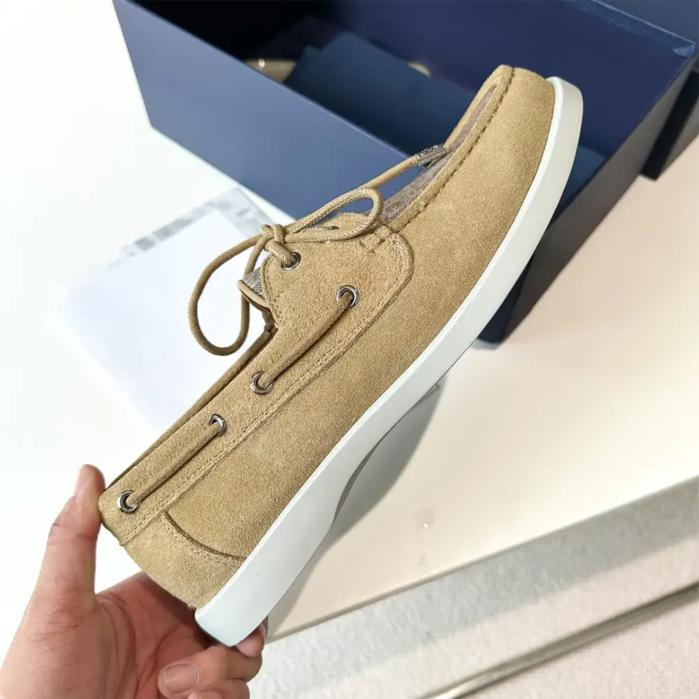 Dior Men Granville Boat Shoe Beige Suede and Beige Dior Oblique Jacquard - image 7