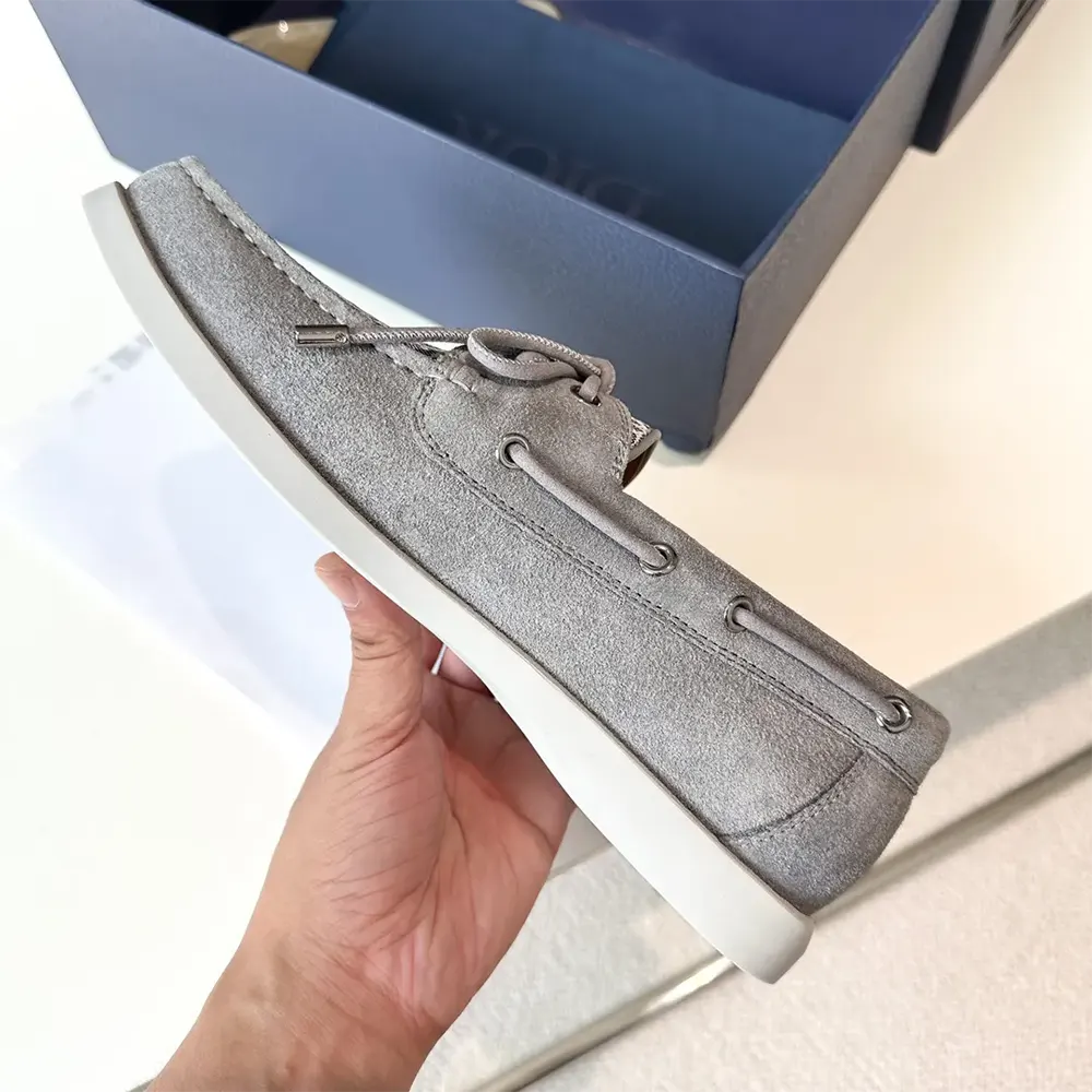 Dior Men Granville Boat Shoe Dior Gray Suede and Dior Oblique Jacquard - image 5