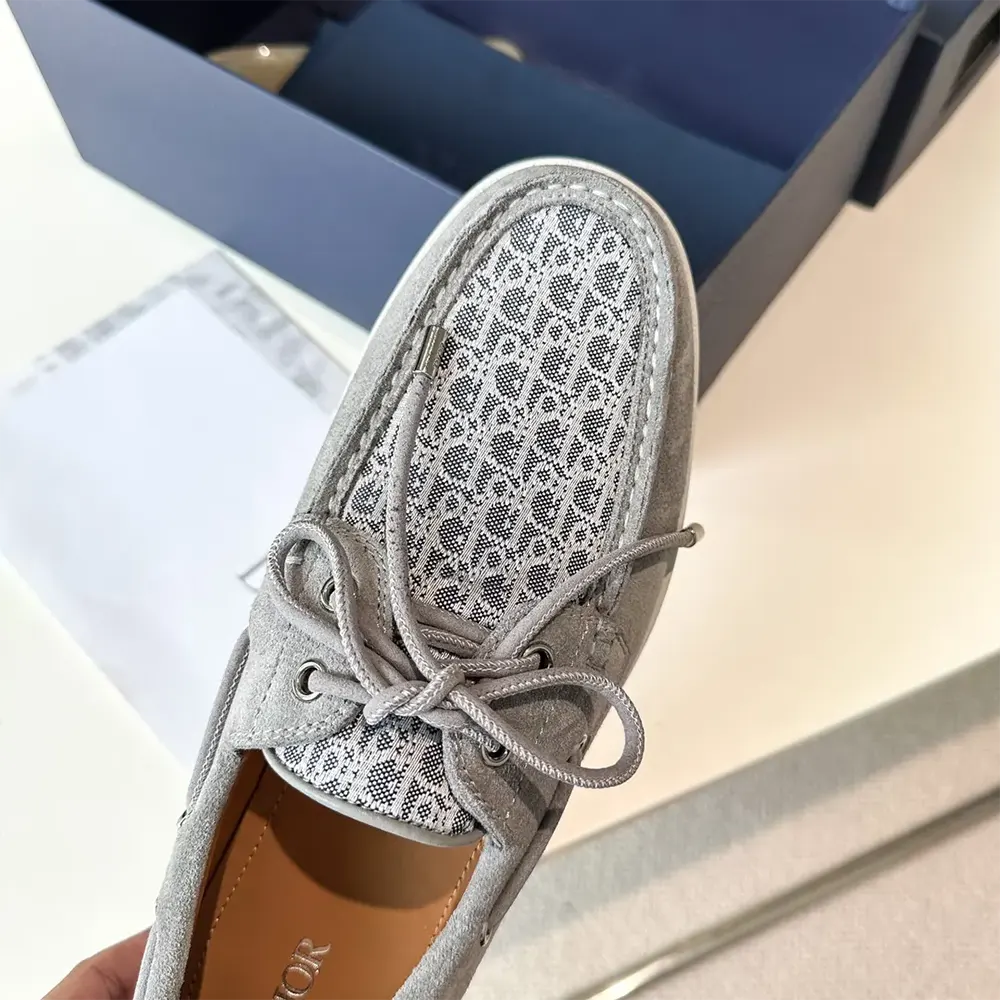 Dior Men Granville Boat Shoe Dior Gray Suede and Dior Oblique Jacquard - image 7