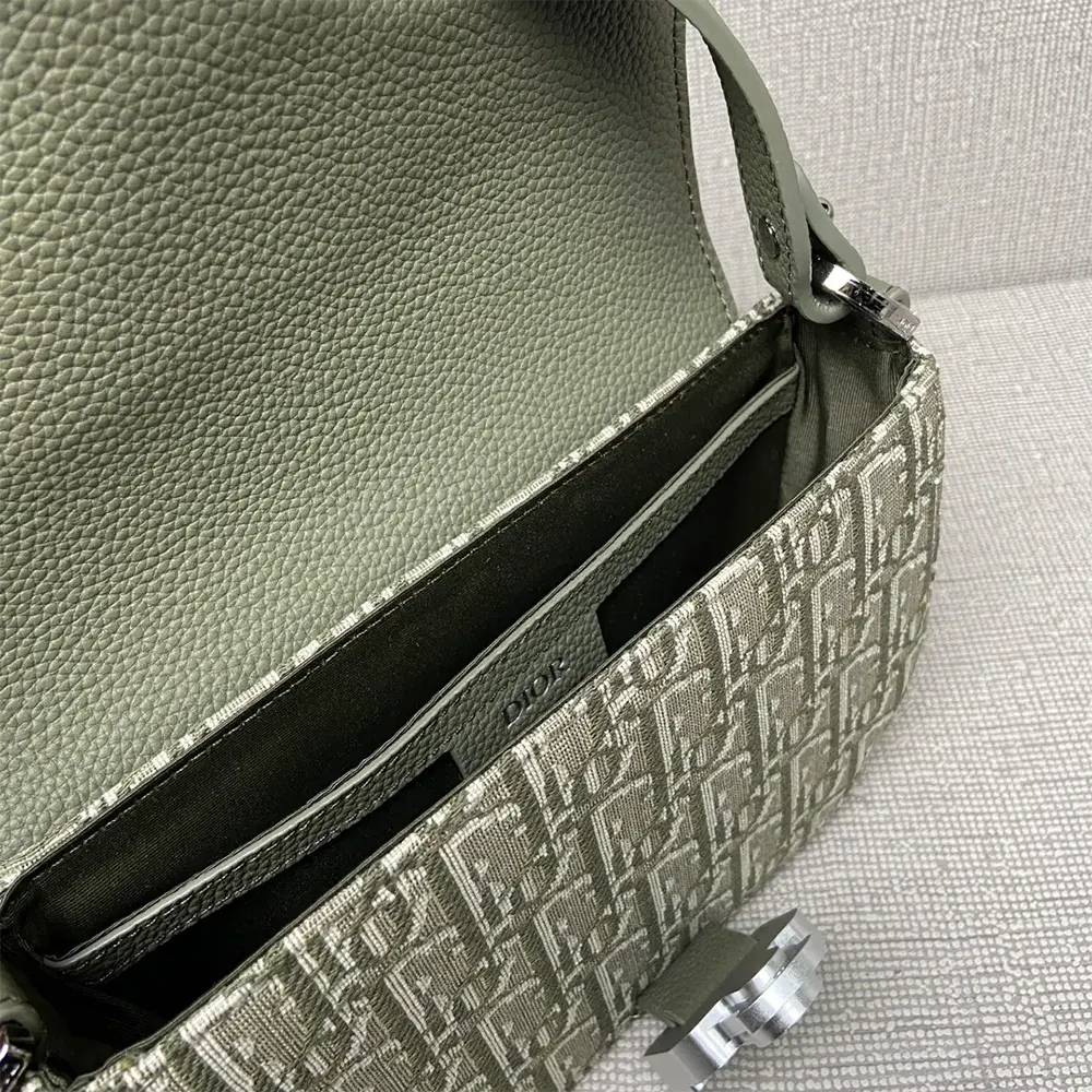 Dior Men Mini Saddle Messenger Bag with Flap Khaki Dior Oblique Jacquard - image 9