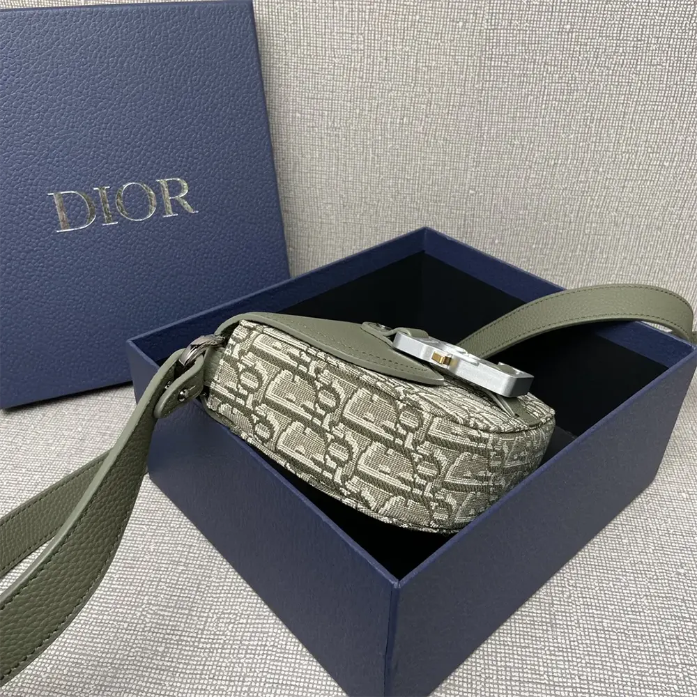 Dior Men Mini Saddle Messenger Bag with Flap Khaki Dior Oblique Jacquard - image 5