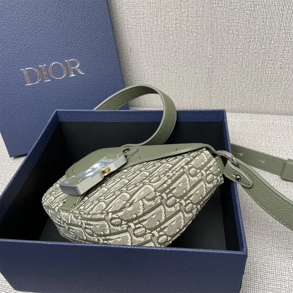 Dior Men Mini Saddle Messenger Bag with Flap Khaki Dior Oblique Jacquard - image 6