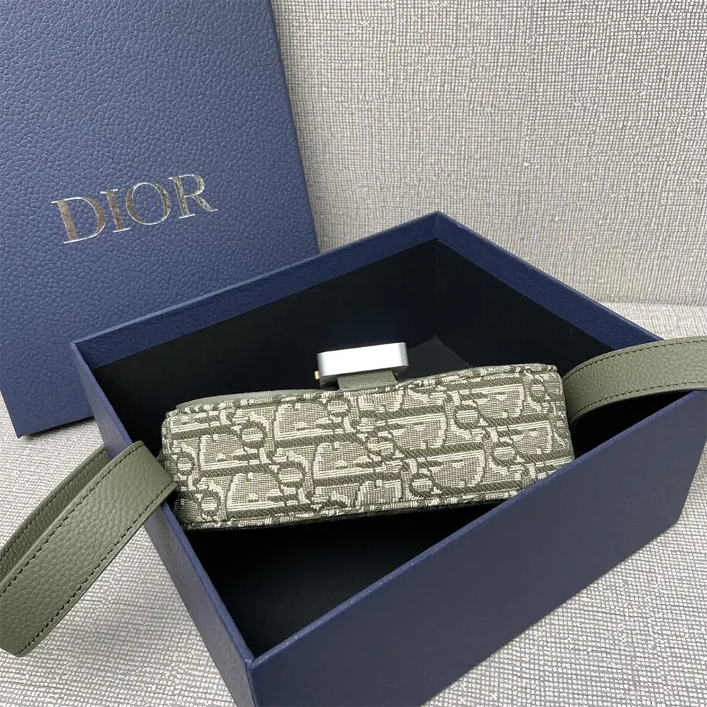 Dior Men Mini Saddle Messenger Bag with Flap Khaki Dior Oblique Jacquard - image 7