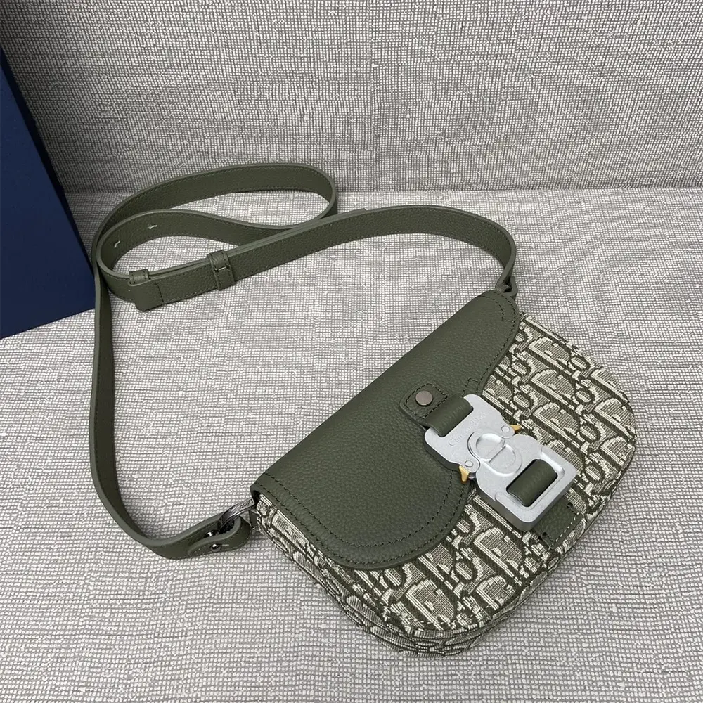 Dior Men Mini Saddle Messenger Bag with Flap Khaki Dior Oblique Jacquard - image 4