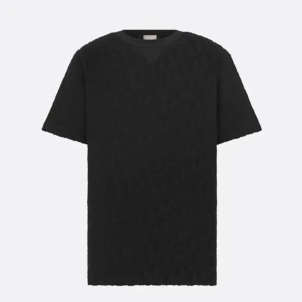Dior Men Oblique Relaxed-Fit T-Shirt Black Terry Cotton Jacquard
