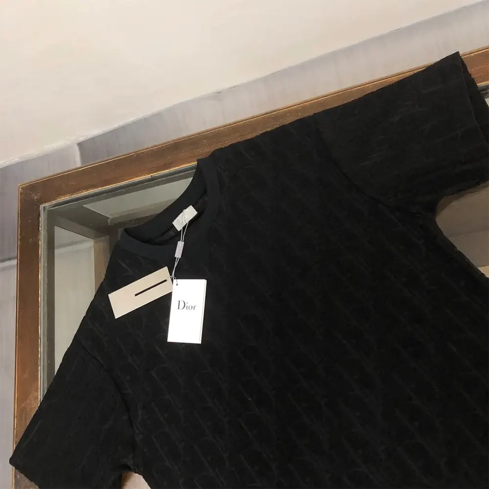 Dior Men Oblique Relaxed-Fit T-Shirt Black Terry Cotton Jacquard - image 9