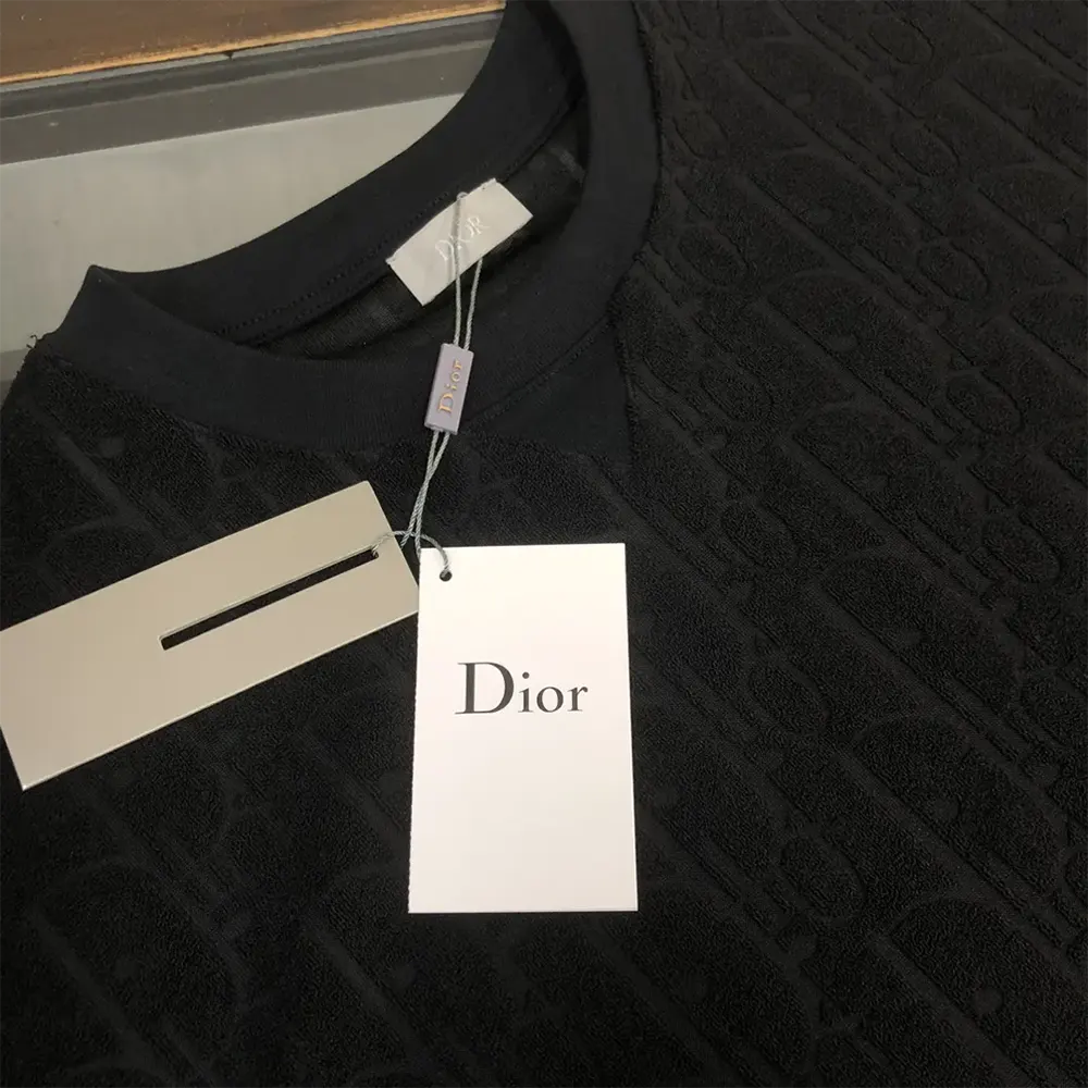 Dior Men Oblique Relaxed-Fit T-Shirt Black Terry Cotton Jacquard - image 8