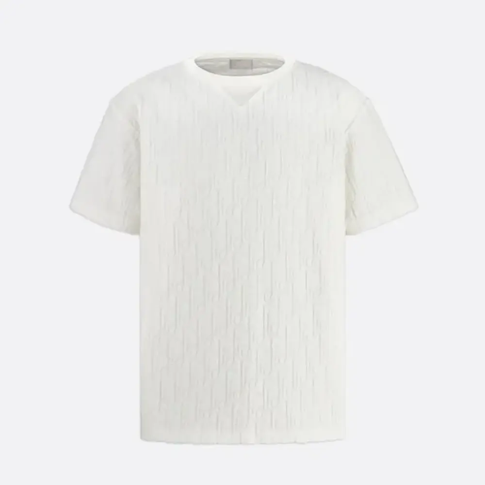 Front view of Dior Men Oblique Relaxed-Fit T-Shirt off-white jacquard