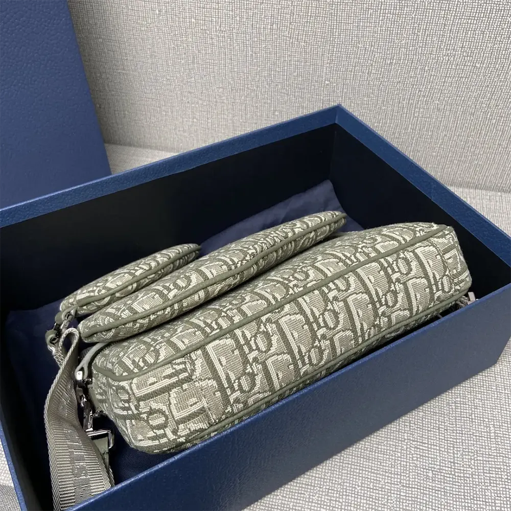 Dior Men Saddle Triple Pouch Khaki Dior Oblique Jacquard - image 7
