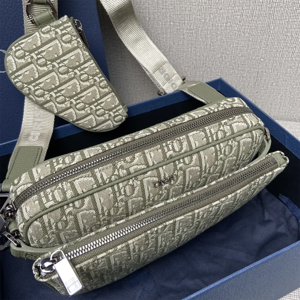 Dior Men Saddle Triple Pouch Khaki Dior Oblique Jacquard - image 8