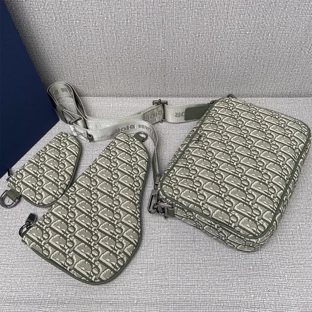 Dior Men Saddle Triple Pouch Khaki Dior Oblique Jacquard - image 4