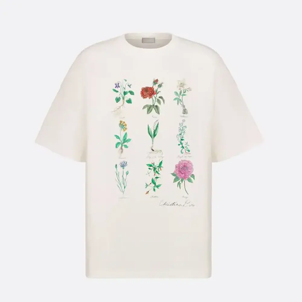 Front view of Dior Women T-Shirt White Slub Cotton Jersey