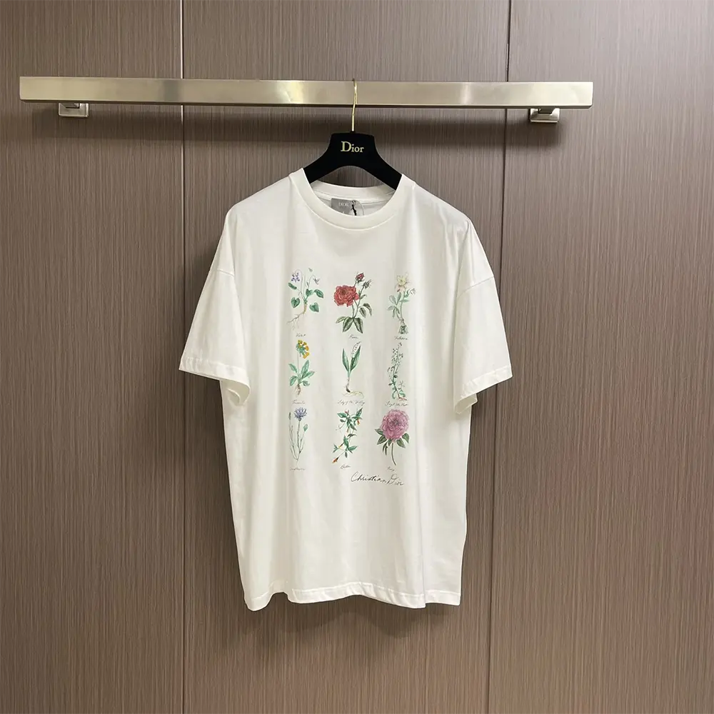 Close-up detail of slub cotton texture on Dior Women T-Shirt White