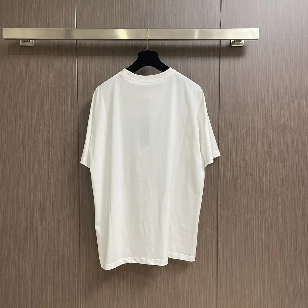 Side angle showing relaxed fit of Dior Women T-Shirt White Slub Cotton Jersey