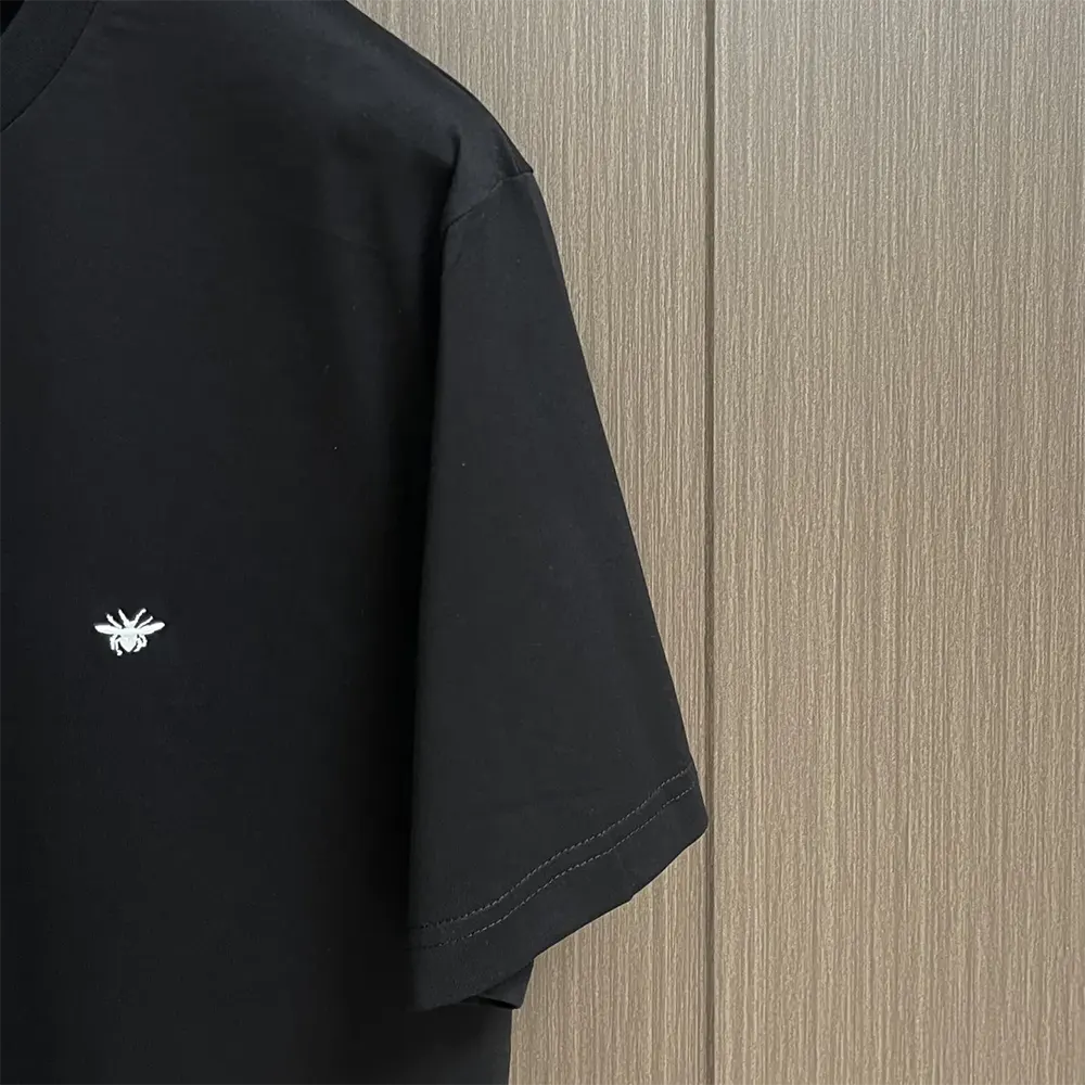 Dior Men T-Shirt with Bee Embroidery Black Cotton Jersey - image 4