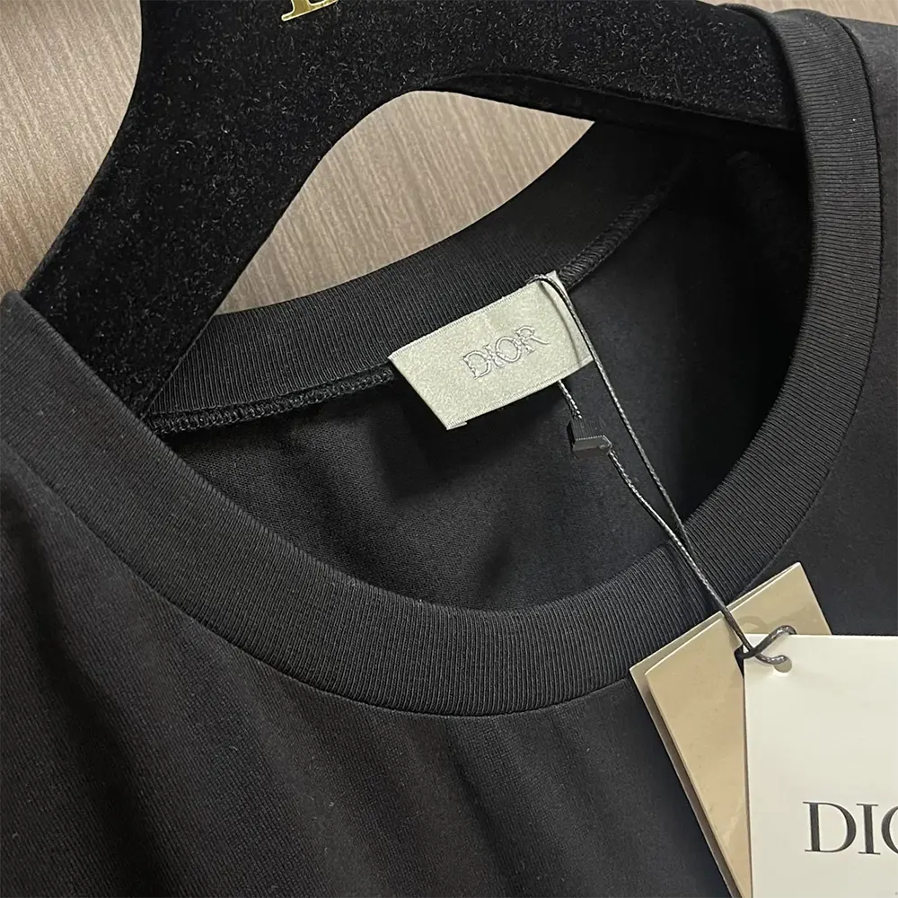 Dior Men T-Shirt with Bee Embroidery Black Cotton Jersey - image 5