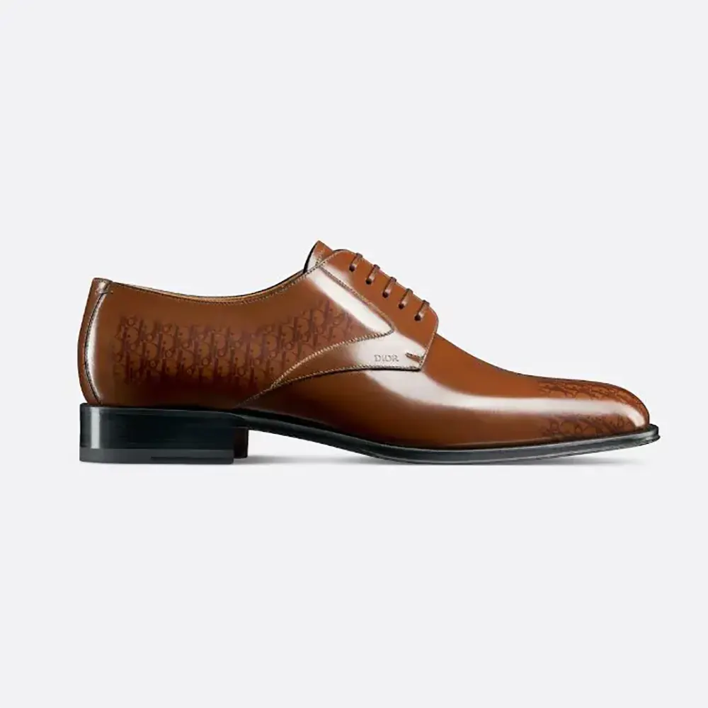 Side profile of Dior Men Timeless Derby Shoe Brown Calfskin