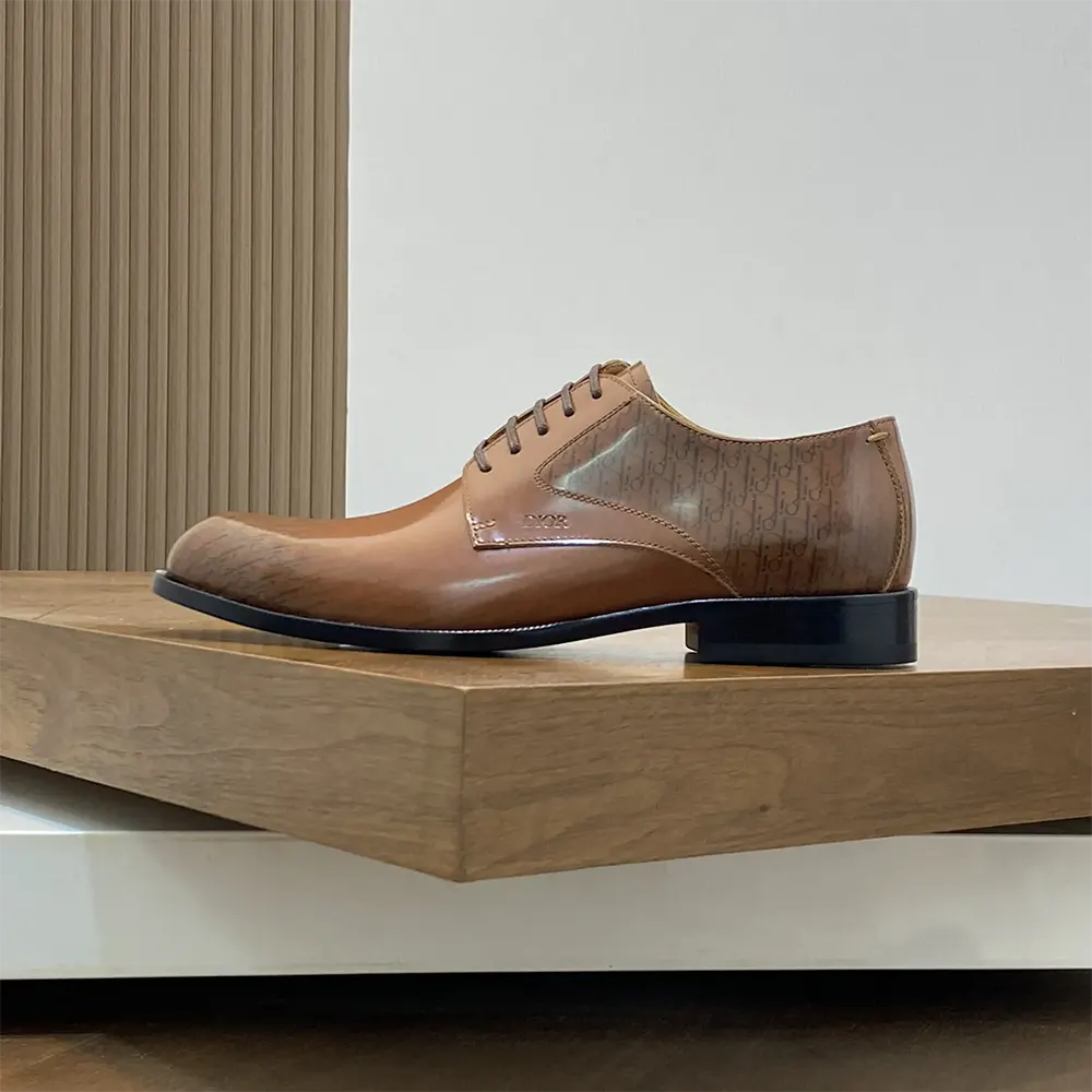 Dior Men Timeless Derby Shoe Brown Calfskin with Dior Oblique Gradient Patina - image 5