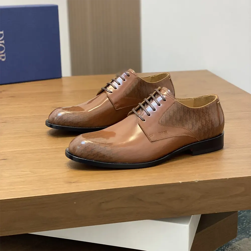 Top view showing lace-up closure on Dior Men Timeless Derby Shoe