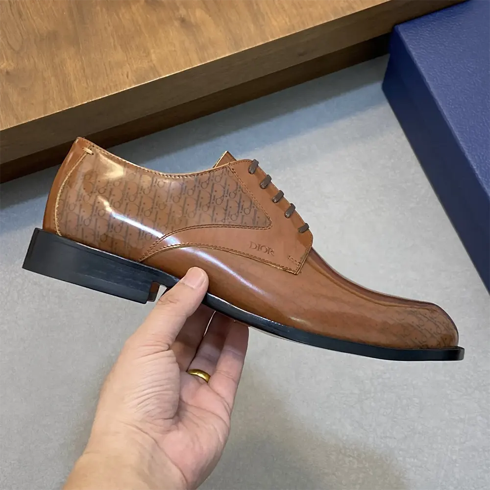Dior Men Timeless Derby Shoe Brown Calfskin with Dior Oblique Gradient Patina - image 6
