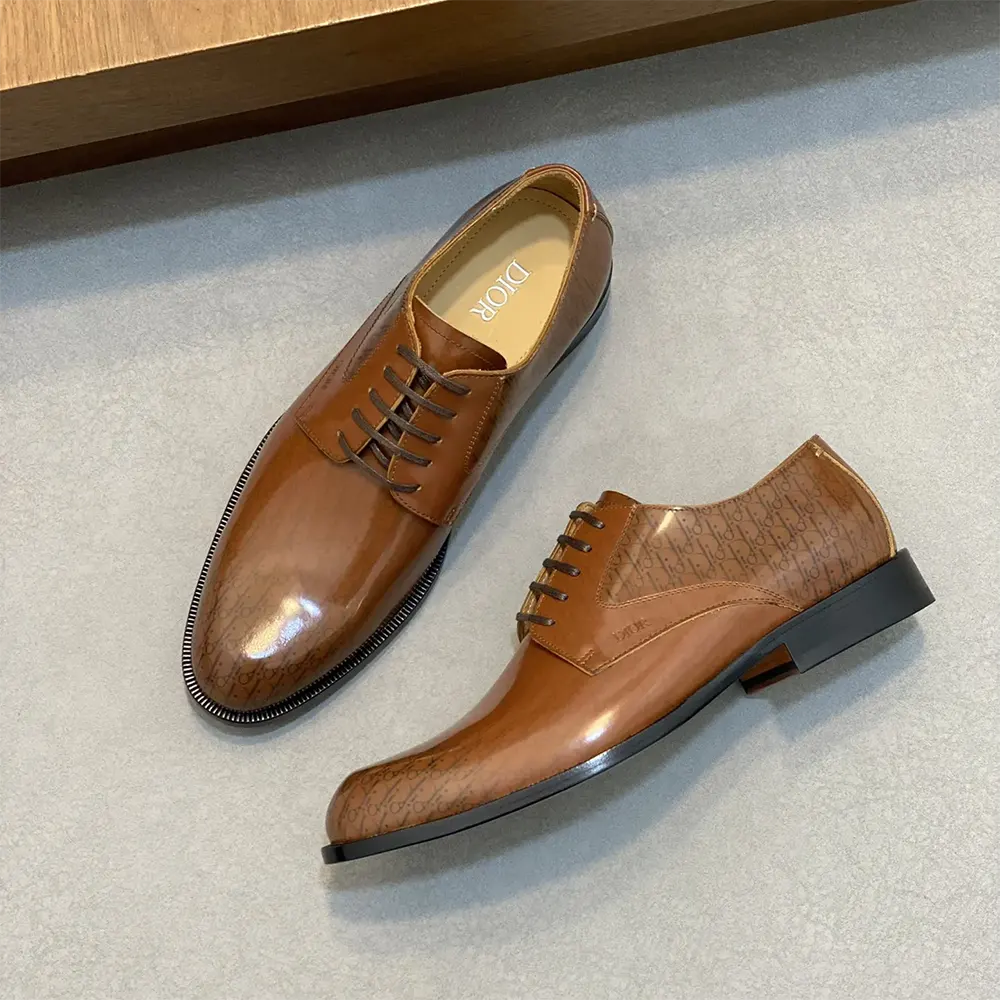 Dior Men Timeless Derby Shoe Brown Calfskin with Dior Oblique Gradient Patina - image 4