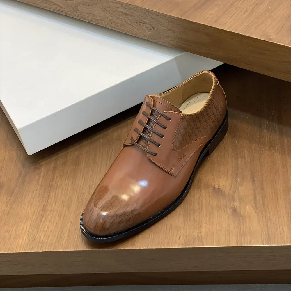 Dior Men Timeless Derby Shoe Brown Calfskin with Dior Oblique Gradient Patina - image 7
