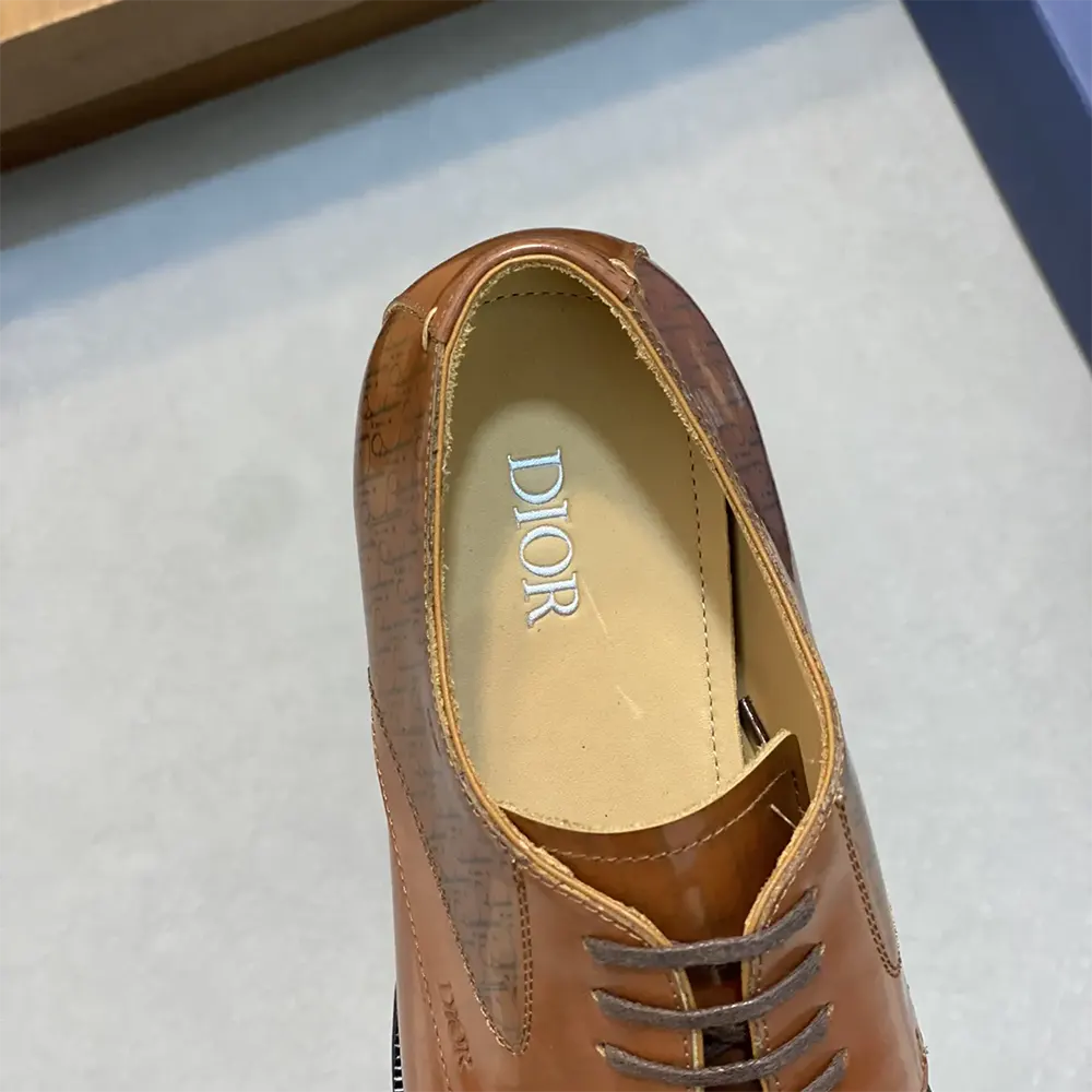 Dior Men Timeless Derby Shoe Brown Calfskin with Dior Oblique Gradient Patina - image 9