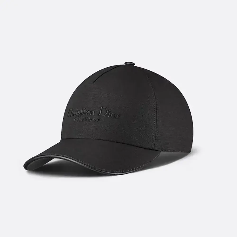 Side profile of Dior Unisex Christian Dior Couture Baseball Cap black cotton canvas