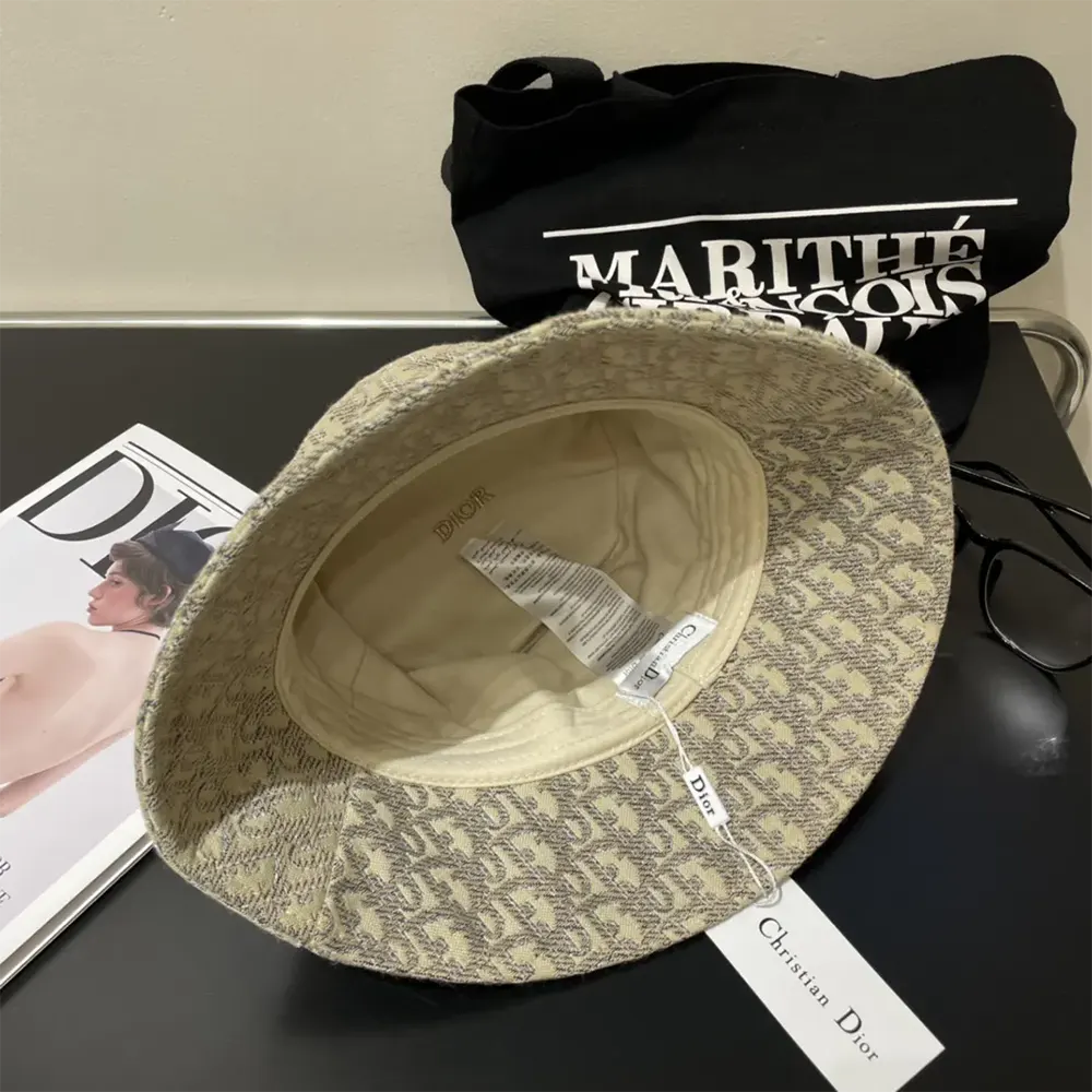 Dior Unisex D-Bobby Dior Oblique Small Brim Bucket Hat White and Gold-Tone Embroidery - image 9