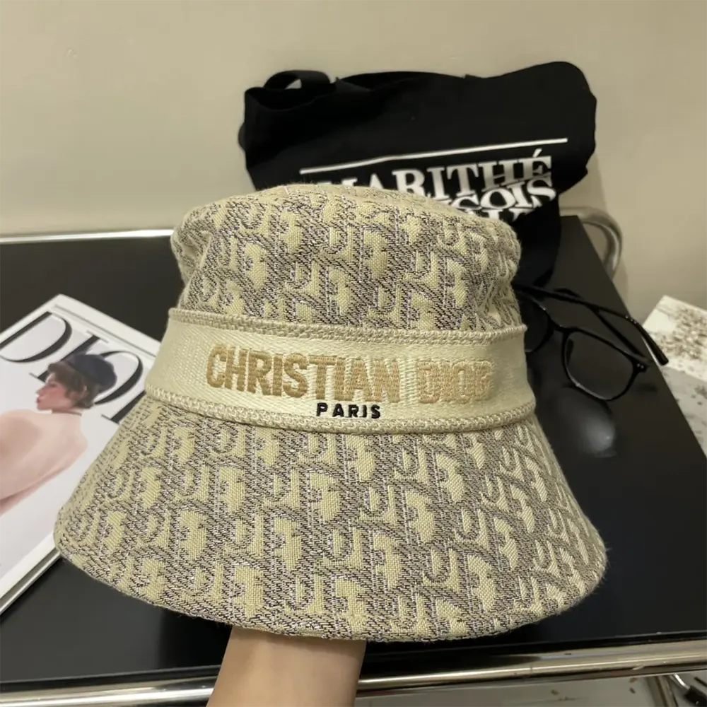 Dior Unisex D-Bobby Dior Oblique Small Brim Bucket Hat White and Gold-Tone Embroidery - image 5