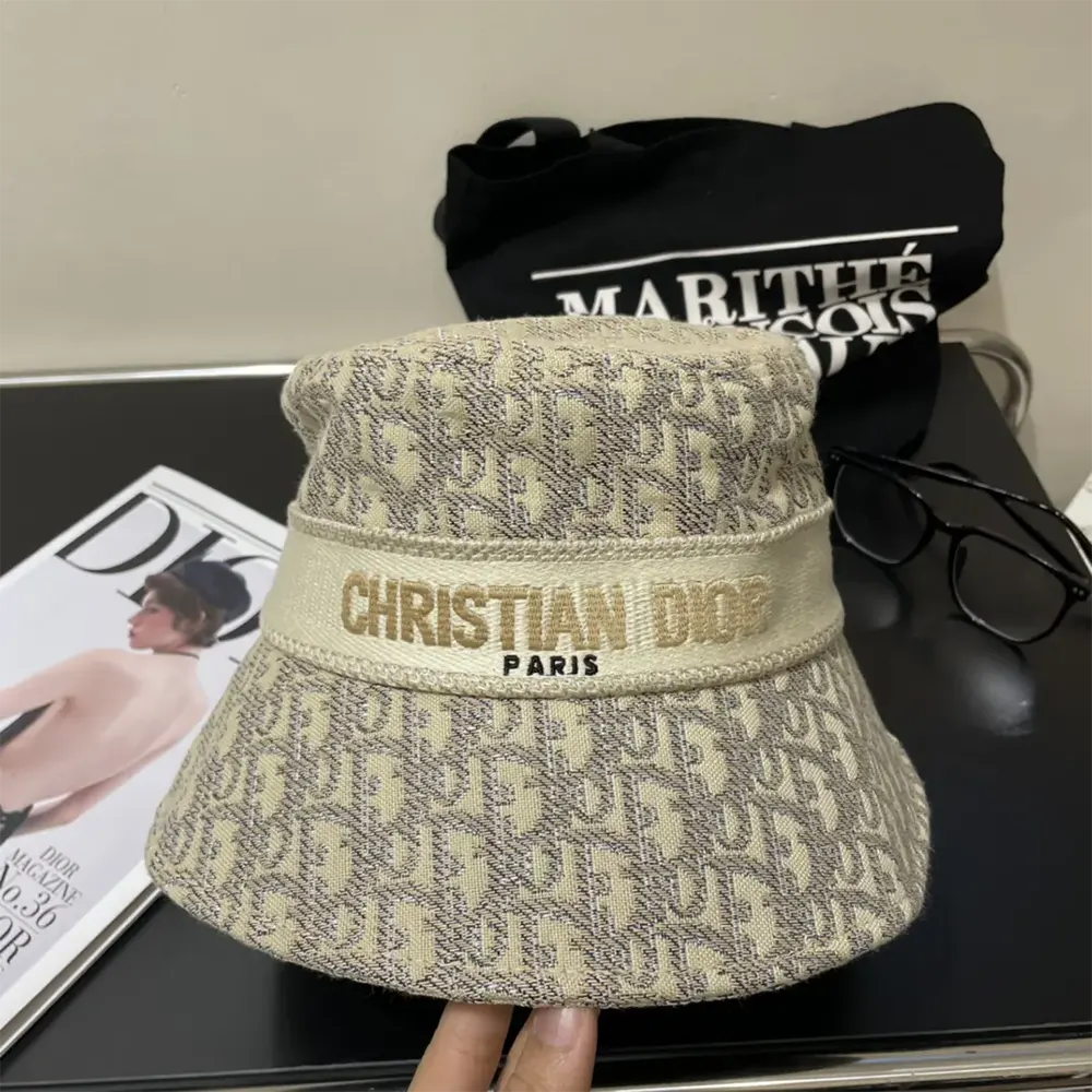 Dior Unisex D-Bobby Dior Oblique Small Brim Bucket Hat White and Gold-Tone Embroidery - image 8