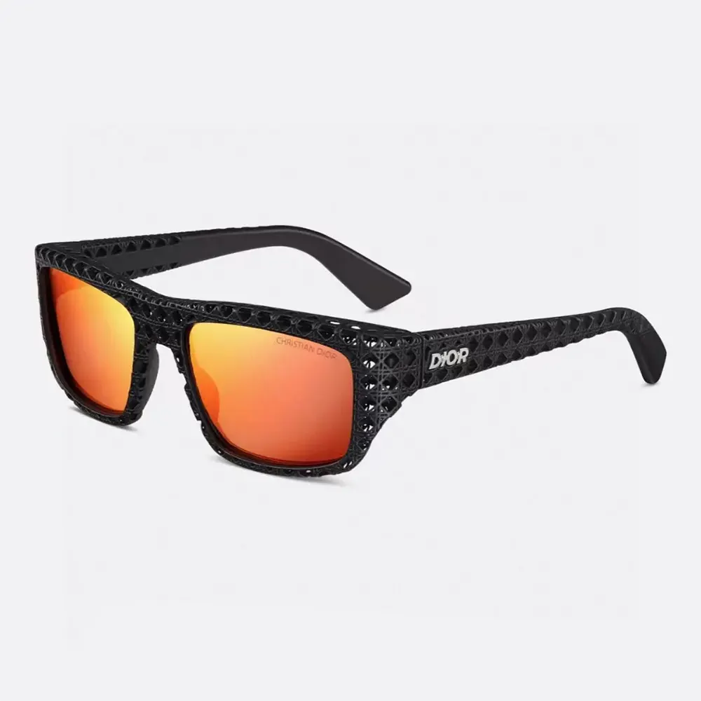 Front view of Dior Unisex Dior3D S1I Orange Mirrored Rectangular Sunglasses