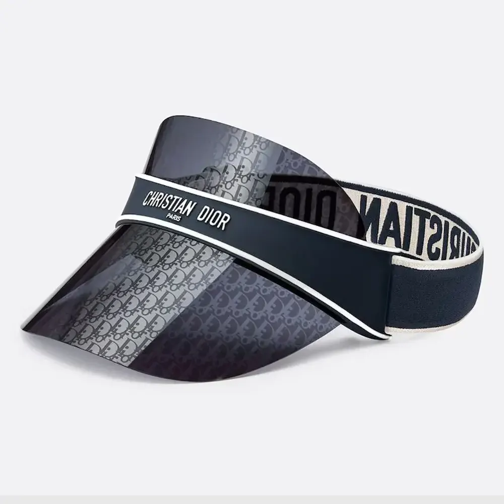 Front view of Dior Unisex DiorClub V1U Blue Dior Oblique Visor