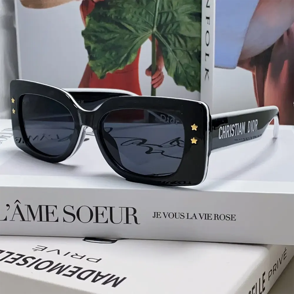 Close-up of Dior logo detail on DiorPacific S1U sunglasses temple