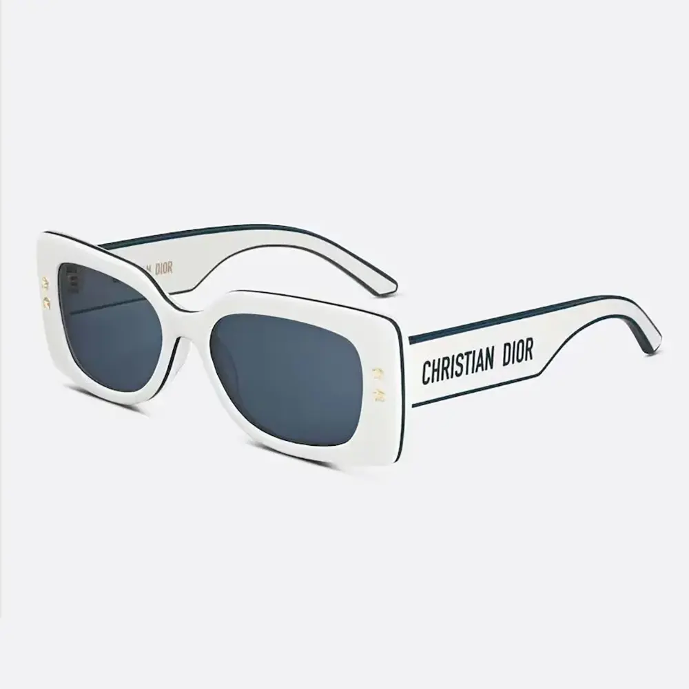 Front view of Dior Unisex DiorPacific S1U White Square Sunglasses