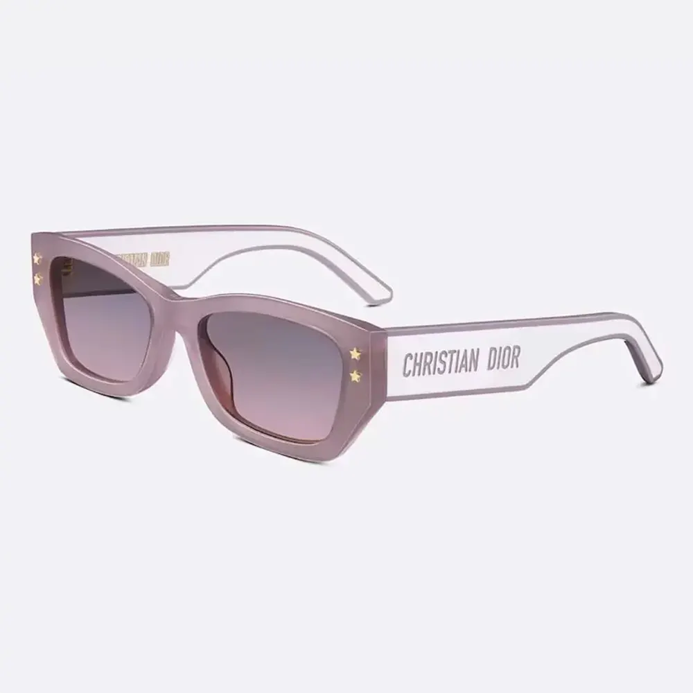 Front view of Dior Unisex DiorPacific S2U Lilac Rectangular Sunglasses