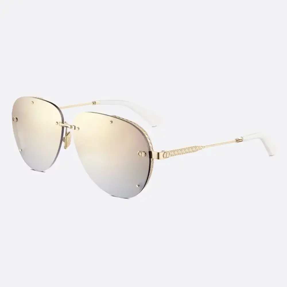 Front view of Dior Unisex NeoDior A1U Gold Mirrored Aviator Sunglasses