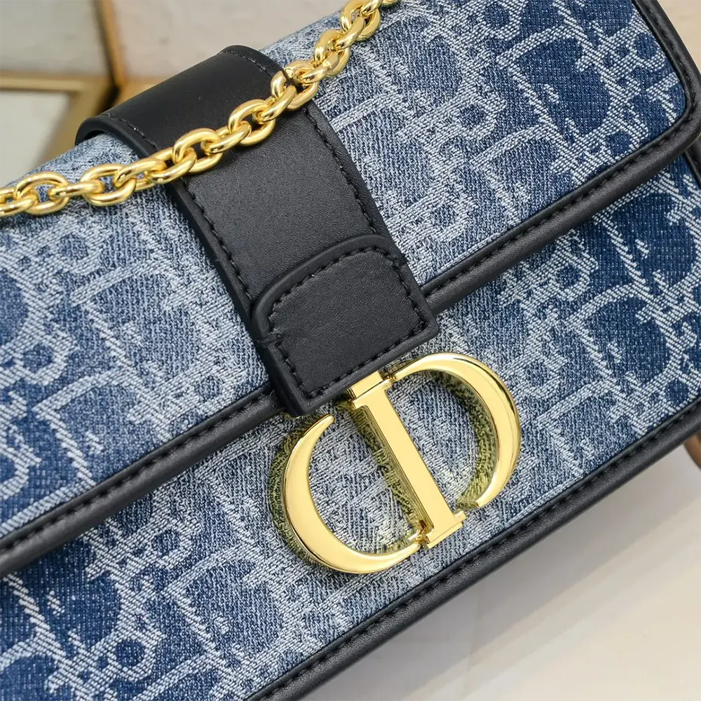 Dior Women 30 Montaigne East-West Bag with Chain Blue Denim Dior Oblique Jacquard - image 9