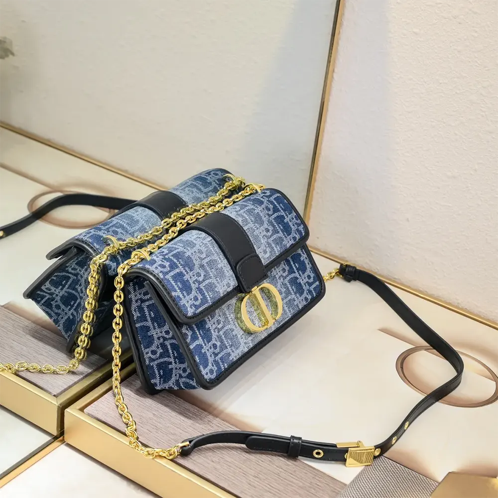 Dior Women 30 Montaigne East-West Bag with Chain Blue Denim Dior Oblique Jacquard - image 6