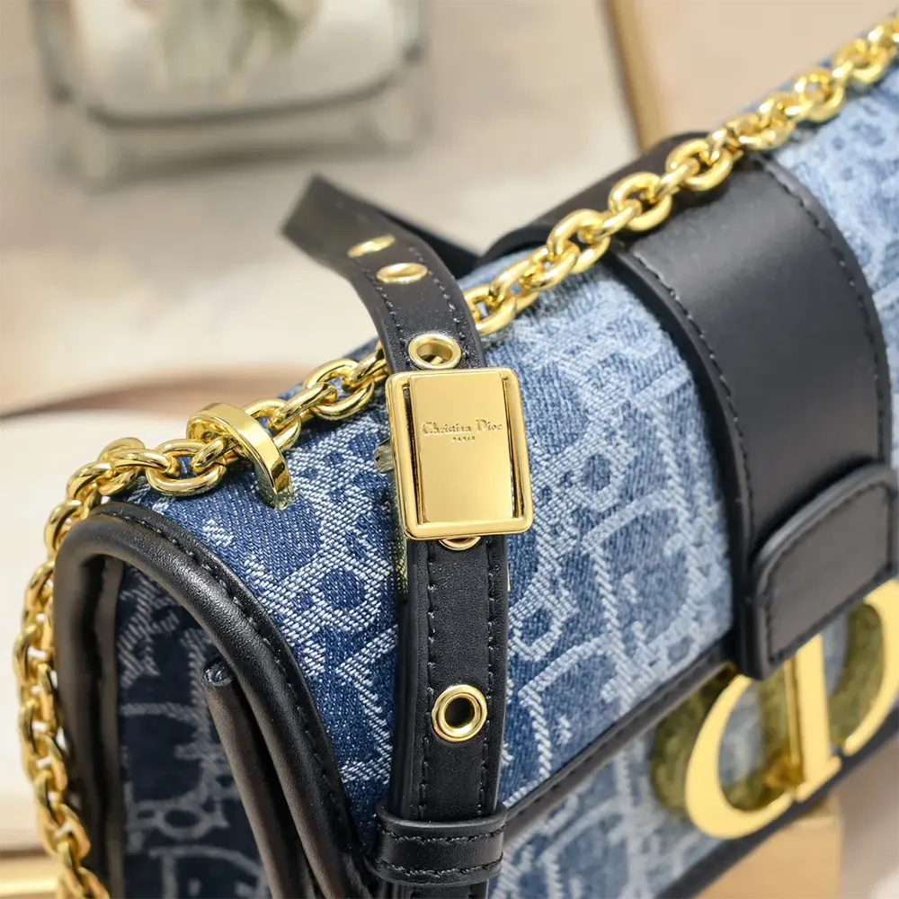 Dior Women 30 Montaigne East-West Bag with Chain Blue Denim Dior Oblique Jacquard - image 8