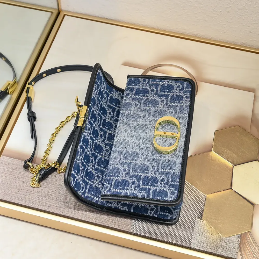 Dior Women 30 Montaigne East-West Bag with Chain Blue Denim Dior Oblique Jacquard - image 5