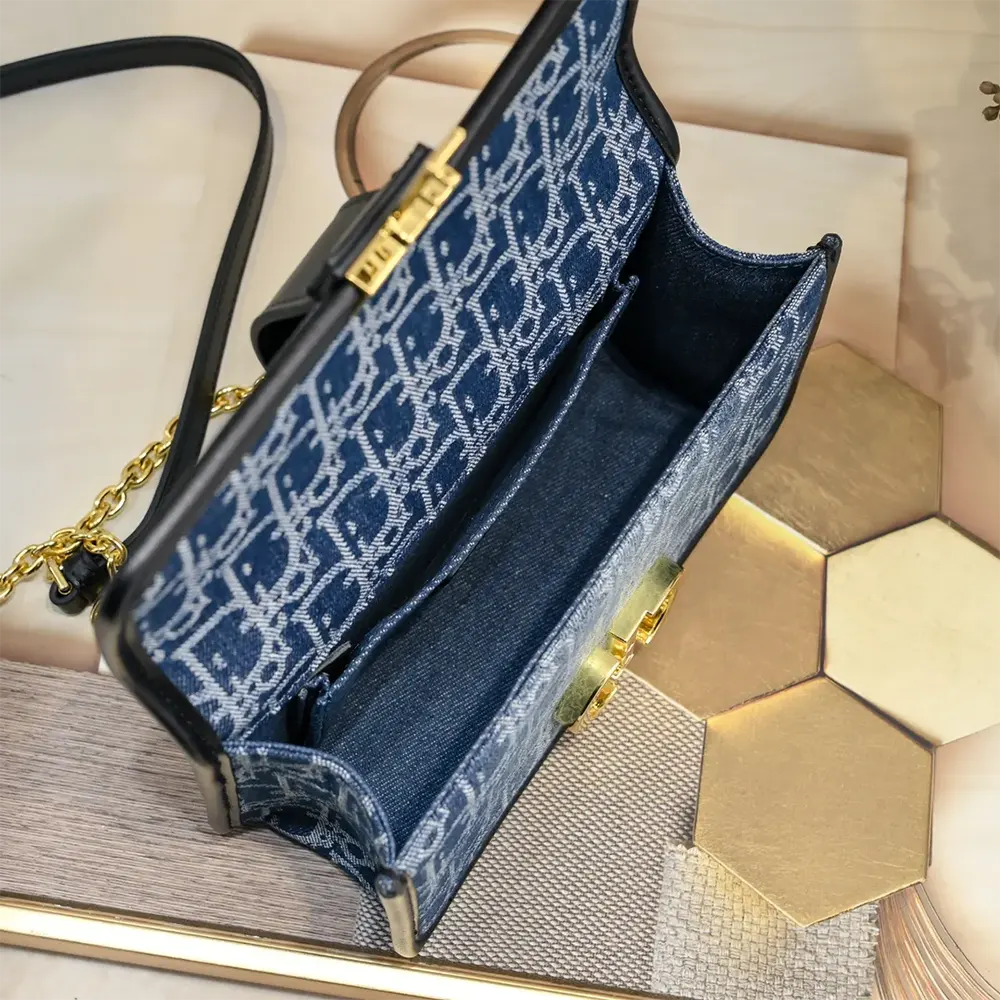 Dior Women 30 Montaigne East-West Bag with Chain Blue Denim Dior Oblique Jacquard - image 7