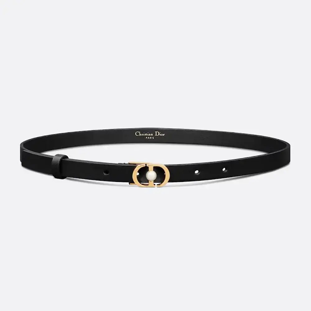 Front view of Dior Women 30 Montaigne Jolie Belt Black Smooth Calfskin